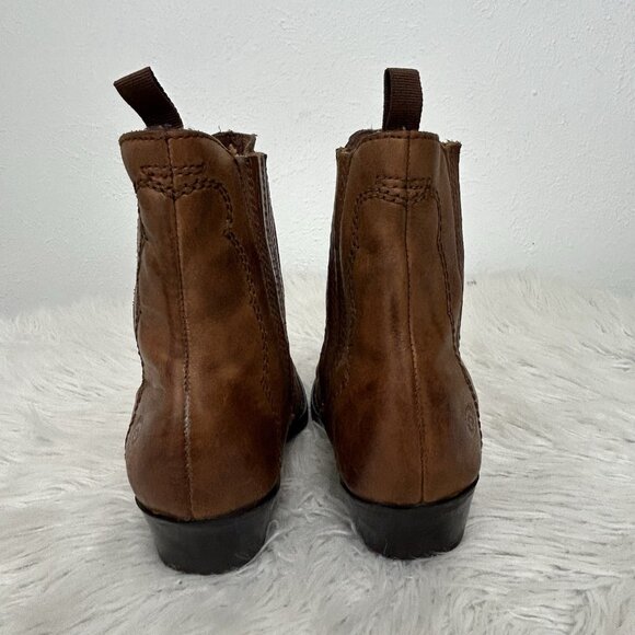 Earth Spirit Pansy Size 7 Brown Leather Western Ankle Boots Booties Distressed - Picture 4 of 9